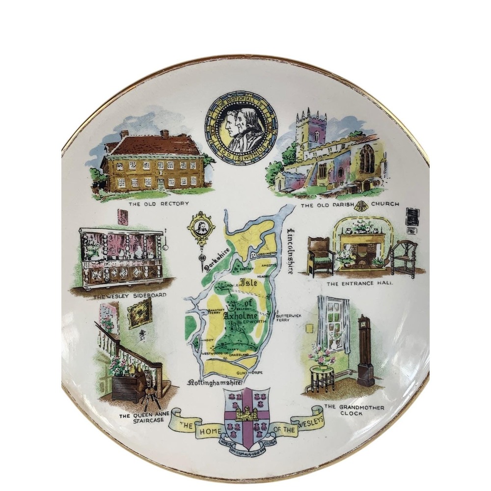 Royal Winton Potteries Home of the Wesleys England Collector 8" Plate Gold Trim - Picture 3 of 8
